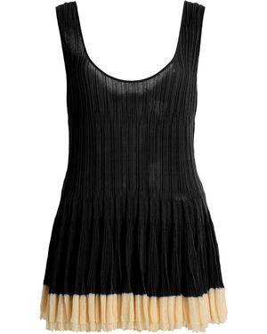Ashlyn Shino Layered Knit Tank Top - Black