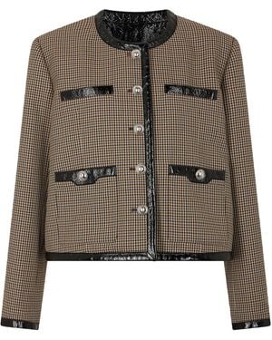 Rabanne Vegan Leather-Trimmed Wool Jacket - Brown