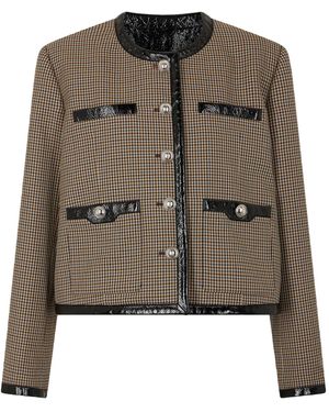 Rabanne Vegan Leather-Trimmed Wool Jacket - Brown