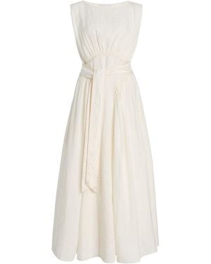 Merlette Verena Linen Midi Dress - White