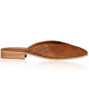 Bembien Faye Woven Leather Mules - Brown
