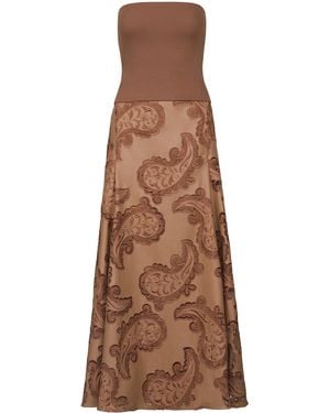 Johanna Ortiz The Quiet Bloom Asymmetric Maxi Dress - Brown