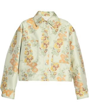 Erdem Single-Breasted Hollyhock Jacquard Jacket - Natural