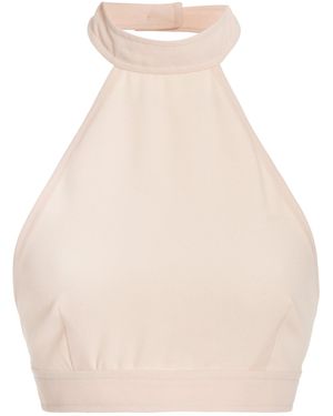 Franchise Exclusive Camille Cropped Deadstock Crepe Halter Top - Natural