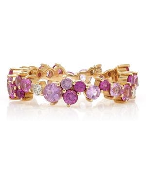 Sydney Evan 14k Gold, Diamond, And Pink Sapphire Cocktail Eternity Ring