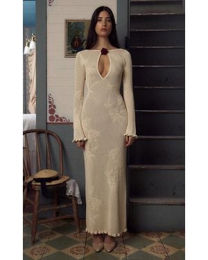 Mirror Palais Rose Pointelle Knit Cut-out Maxi Dress - Black
