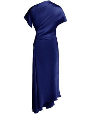 Victoria Beckham Asymmetrical Ruched Midi Dress - Blue
