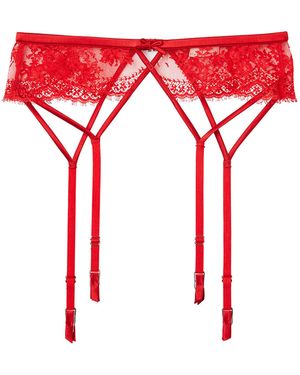 Fleur du Mal Frankie Lace Garter - Red