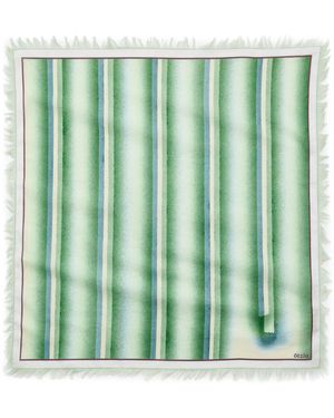 Otzio Spray Fringed Cotton Voile Scarf - Green