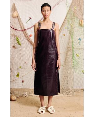 ALÉMAIS Salvador Eyelet-Detailed Faux Leather Midi Dress - Black