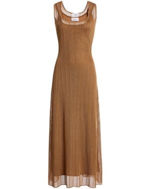 Brandon Maxwell Rue Pointelle Midi Dress - Brown
