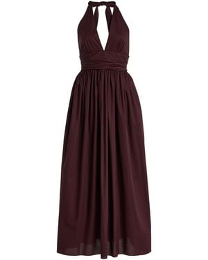 Matteau Plunge Cotton Maxi Halter Dress - Purple