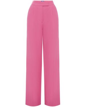 LEO LIN Elisha Tailored Wool-Blend Wide-Leg Trousers - Pink