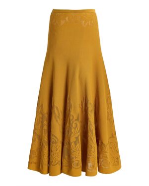 Ulla Johnson Rosina Patterned Knit Midi Skirt - Yellow