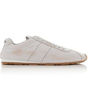 Miu Miu Bleached Leather Trainers - White