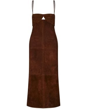 Johanna Ortiz Palace Intrigue Suede Midi Dress - Brown