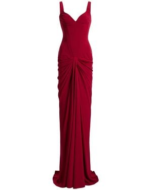 Zuhair Murad Heavy Cady Draped Long Dress - Red