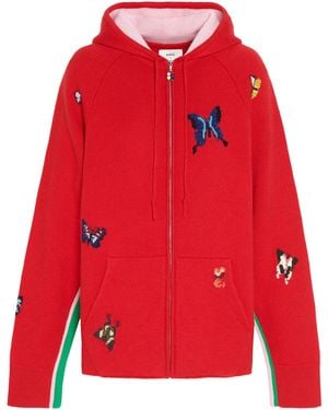 Barrie X Damien Hirst Butterflies Zip-Up Cashmere Hoodie - Red