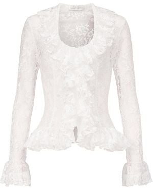 Ludovic de Saint Sernin Ruffle-Trimmed Guipure Lace Top - White