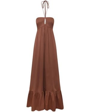 ANDRES OTALORA La Cocoa Strapless Cotton Maxi Dress - Brown