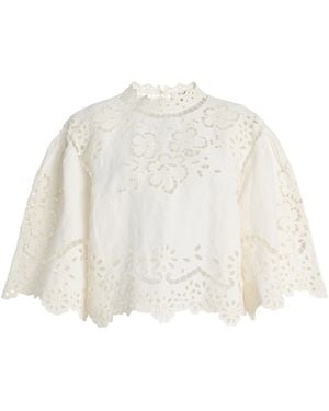 Sea Lula Embroidered Linen-Blend Top - White