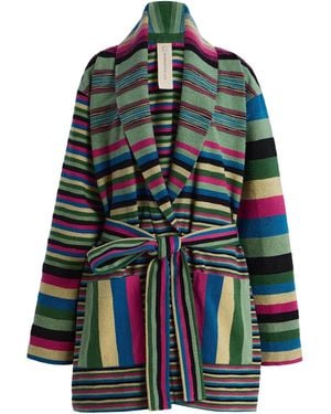 Marrakshi Life Exclusive Short Cotton Boucle Robe Coat - Multicolour