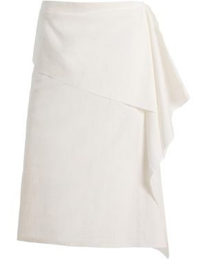 Niccolò Pasqualetti Sutura Draped Linen-Cotton Midi Skirt - White