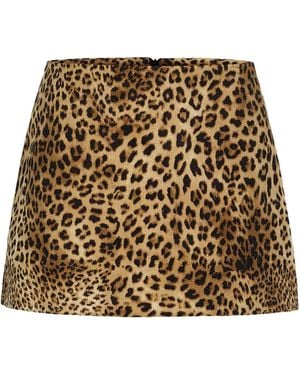 Source Unknown Anouk Leopard Cotton-Blend Mini Skirt - Natural
