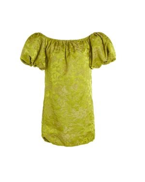 Saint Laurent Floral Brocade Mini Dress - Yellow