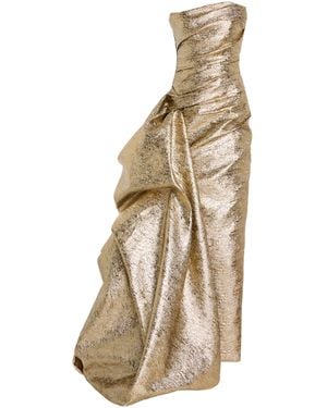 Marmar Halim Exclusive Draped Lamé Gown - Natural