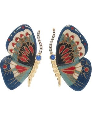 Silvia Furmanovich Marquetry Butterfly Diamond & Blue Sapphire Earrings