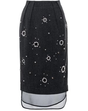 DES_PHEMMES Embellished Pencil Skirt - Black