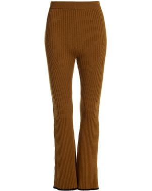 Matthew Bruch Cotton-Blend Ribed-Knit Flared Pants - Brown