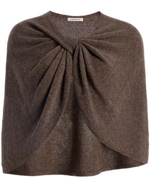 By Malene Birger Pinne Draped Wool-Blend Knit Cape - Brown