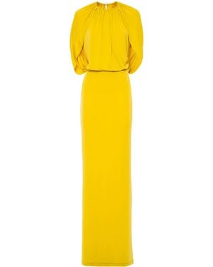 DES_PHEMMES Crepe Maxi Cape Dress - Yellow