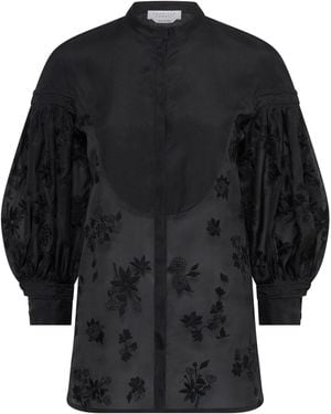 Gabriela Hearst Sofia Puff-Sleeve Silk Shirt - Black