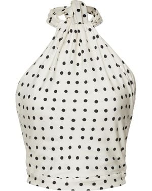 Lena Hoschek Capri Polka-Dot Halter Top - White