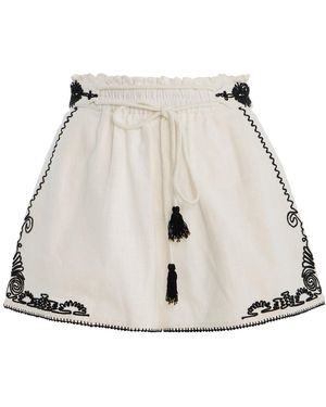 ILIO NEMA Diana Dori-Embroidered Cotton Shorts - Natural