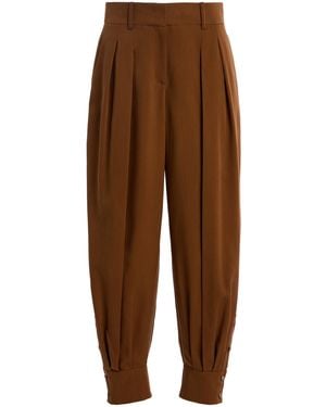 Michael Kors Silk Gabardine Tapered Trousers - Brown