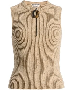 JW Anderson Zipped Cotton-Blend Tank Top - Natural