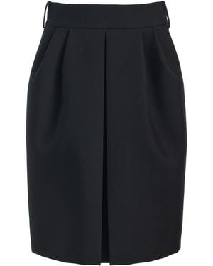 Michael Kors Pleated Wool-Blend Knee-Length Skirt - Blue