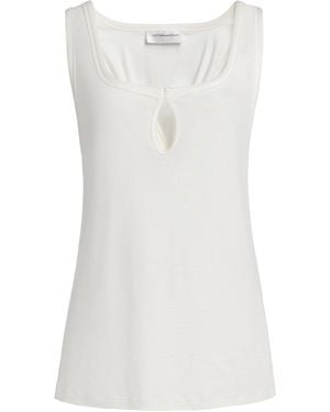 Victoria Beckham Slit Cotton-Blend Tank Top - White
