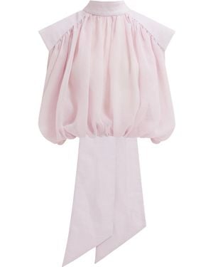 Aje. Marcella Sheer Blouson Top - Pink