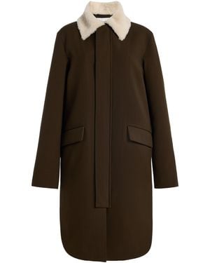Brandon Maxwell The Ainsley Collared Wool-Twill Duffle Coat - Brown