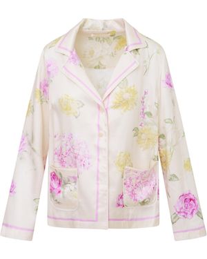 LoveShackFancy Renetta Silk-Blend Shirt - White