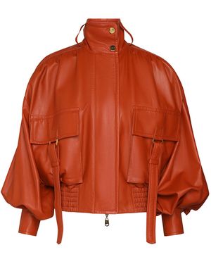 Zimmermann Illustration Leather Bomber Jacket - Orange