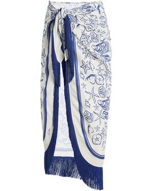Jonathan Simkhai Russo Fringed Pareo Linen-Blend Maxi Skirt - Blue