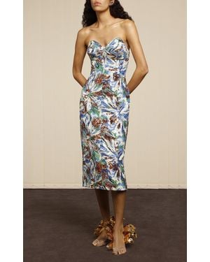 Rabanne Strapless Sequined Midi Dress - Natural