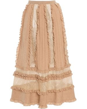 Ulla Johnson Vivian Embroidered Wool Midi Skirt - Natural