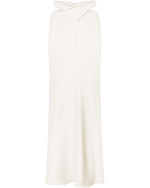 Anna October Crossed Satin Midi Skirt - White
